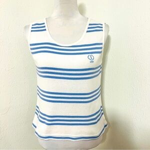 Izod Women’s Size Small Classic Blue and White Striped Tank Top 100% Cotton EUC